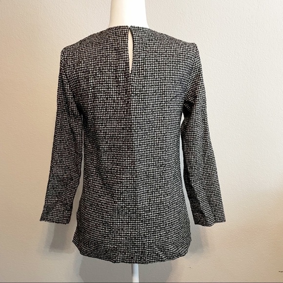 Zara Woman Black and White Mini Houndstooth Pullover Long Sleeve Shirt - Picture 2 of 5